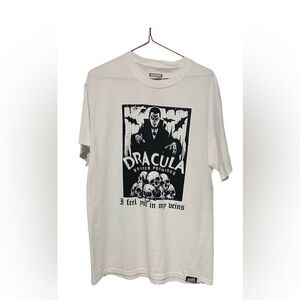 BROKEN PROMISES MENS MED Dracula Graphic White T-Shirt